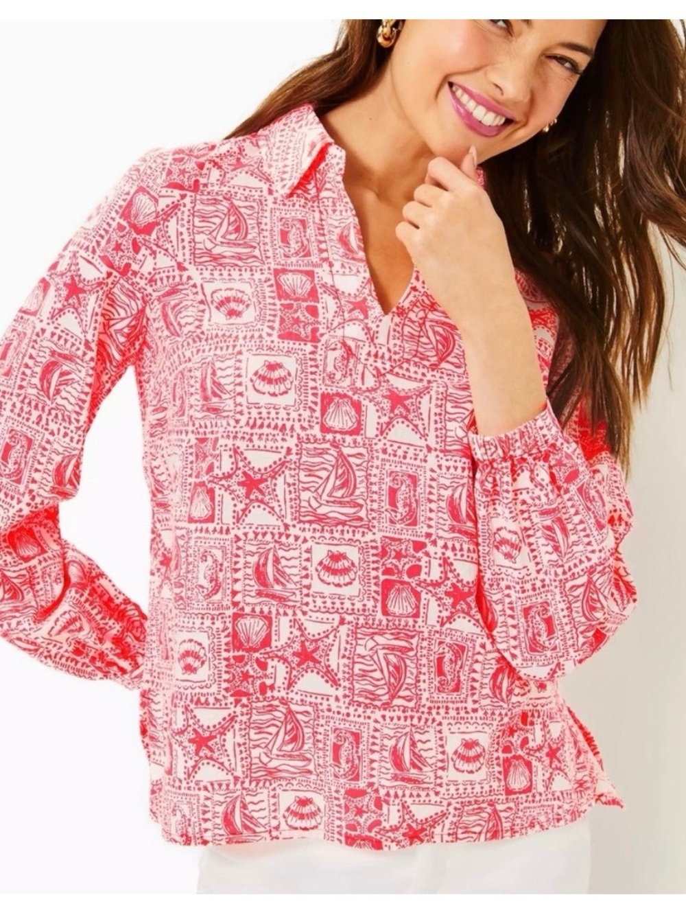 Lilly Pulitzer Jae Tunic Top Mizner Red XS